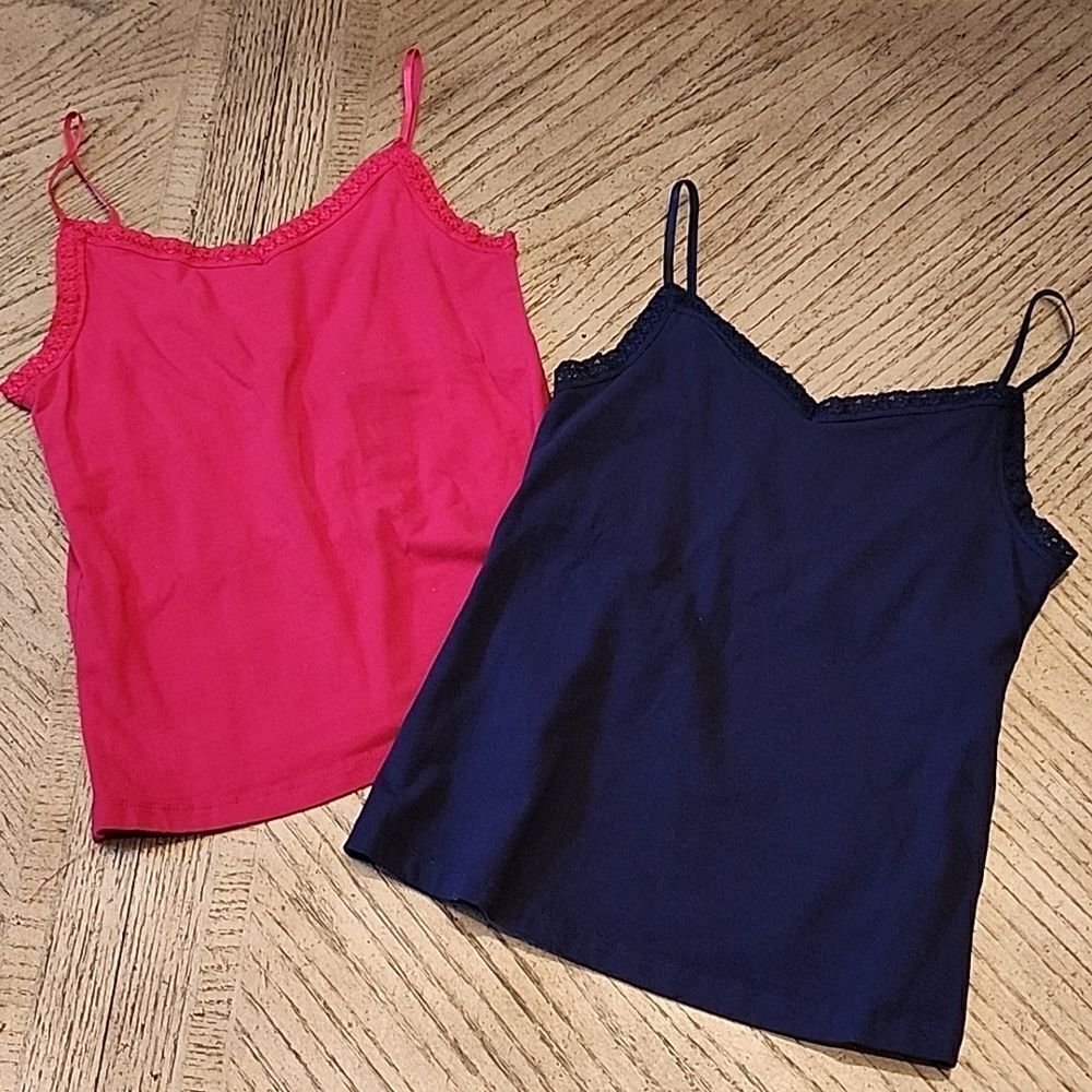 Red and navy v neck tank top size S Esprit